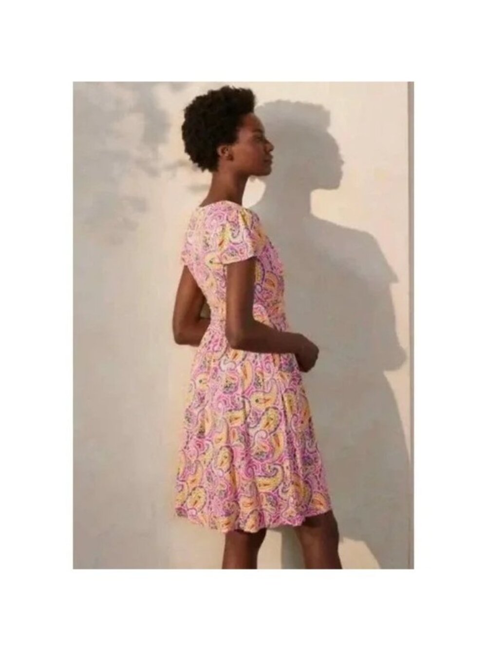 🆕 BODEN Evangeline V-Neck Belted Paisley Print Jersey Dress 4 - Picture 3 of 11